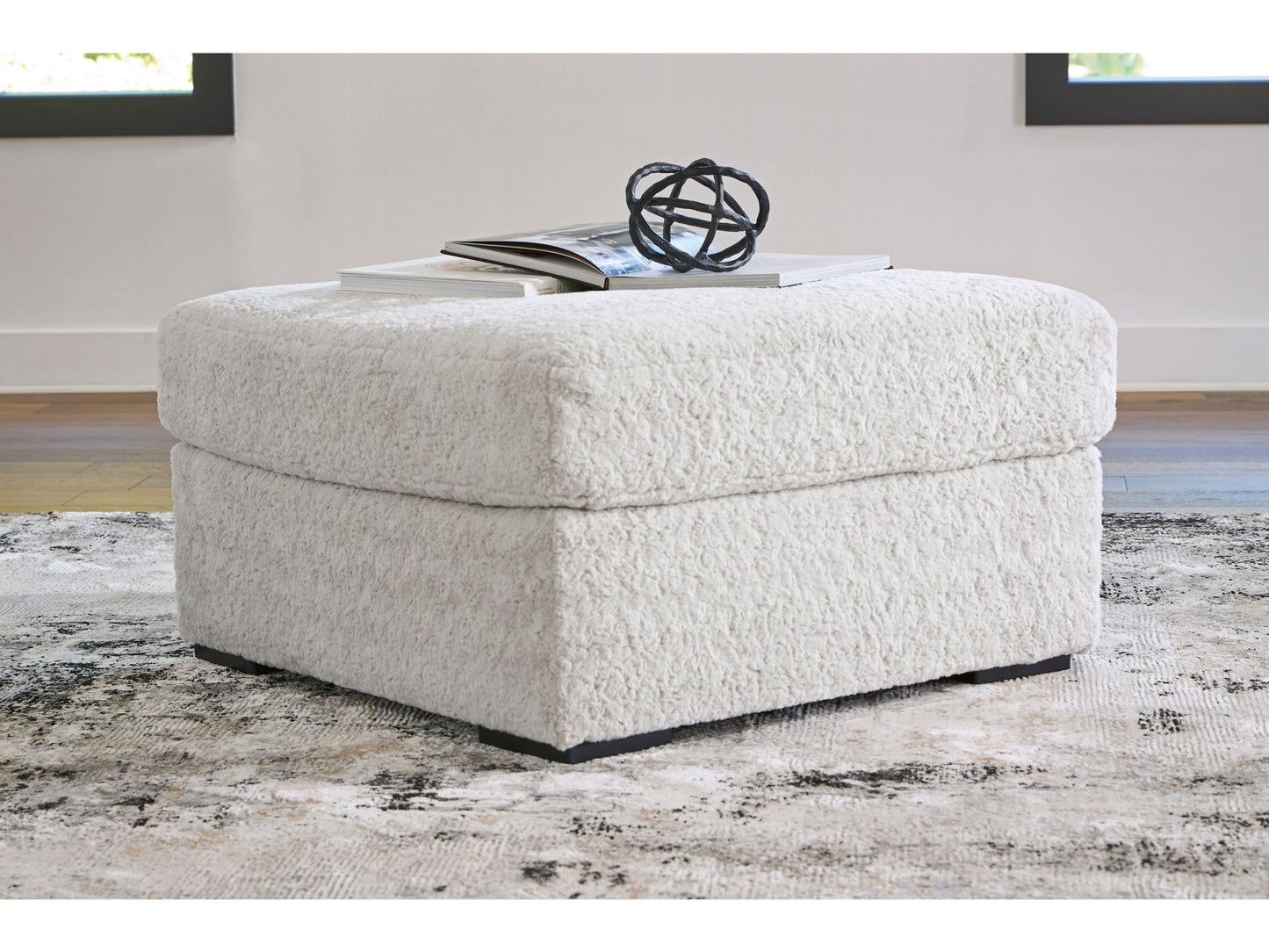 Cuddle Arctic Plush Oversized Accent Ottoman- Viva Furn