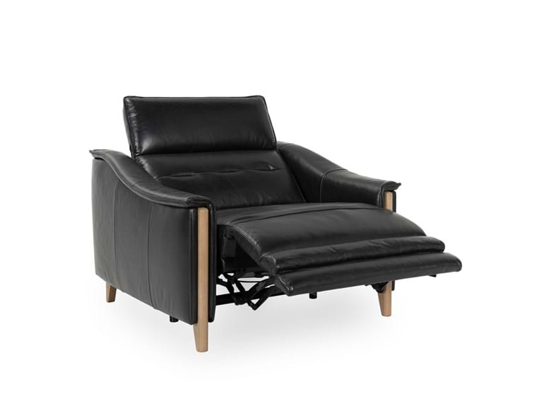 Cullman Black Leather Power Recliner Accent Chair - Ornate Home