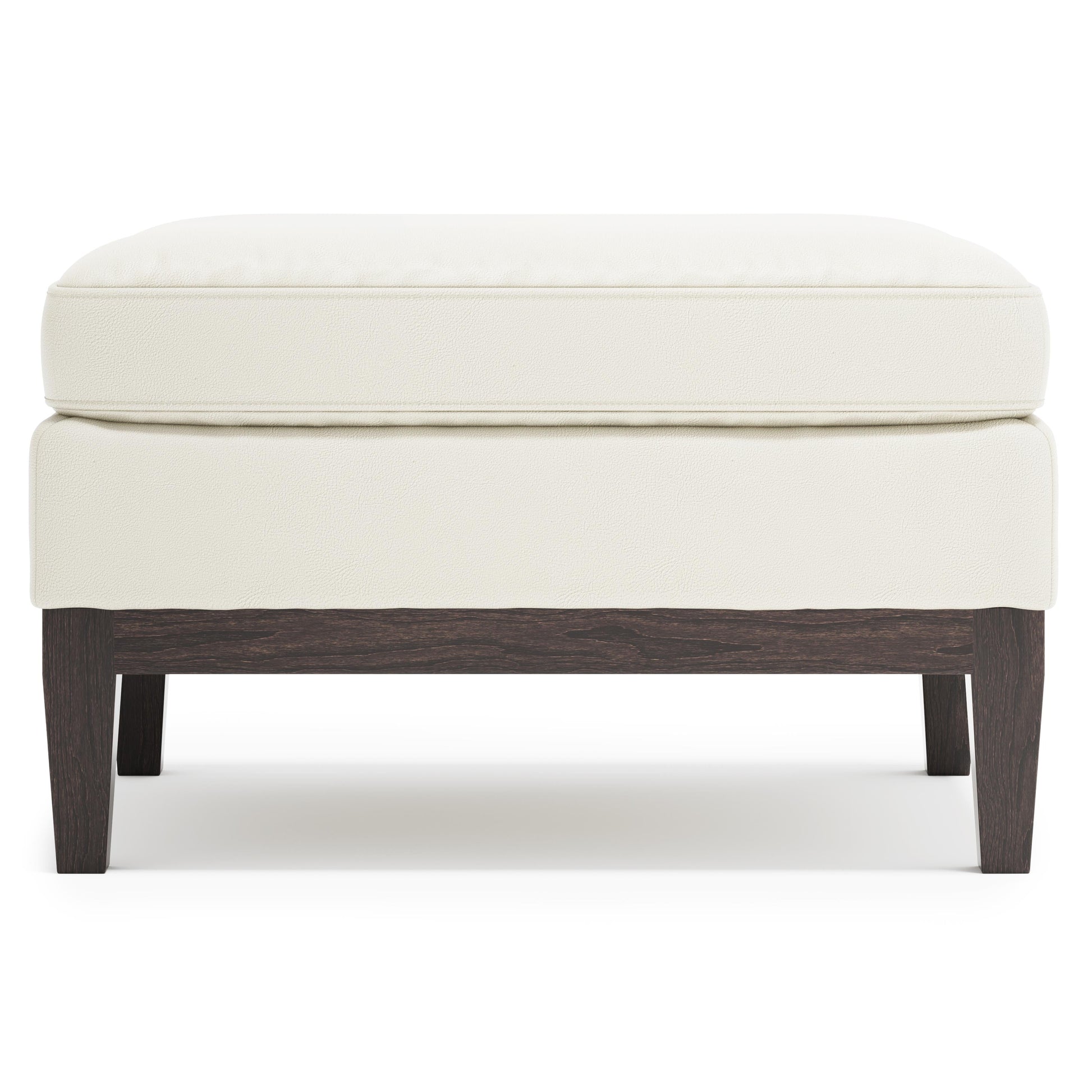 Cumberland White/Cream Leather Ottoman - Ornate Home