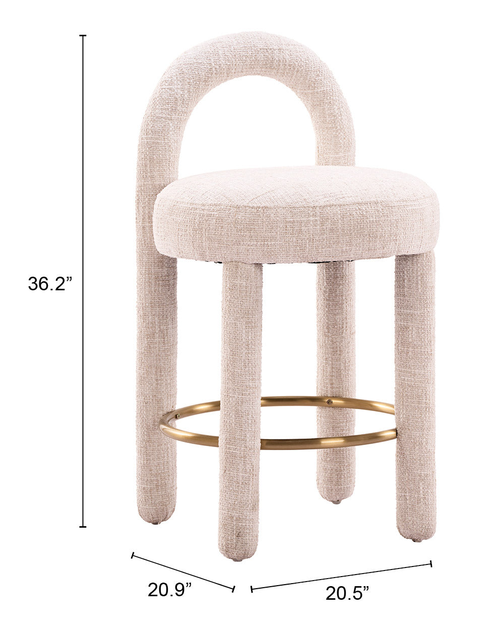 Curco Beige Counter Stool (Set of 2) - Ornate Home