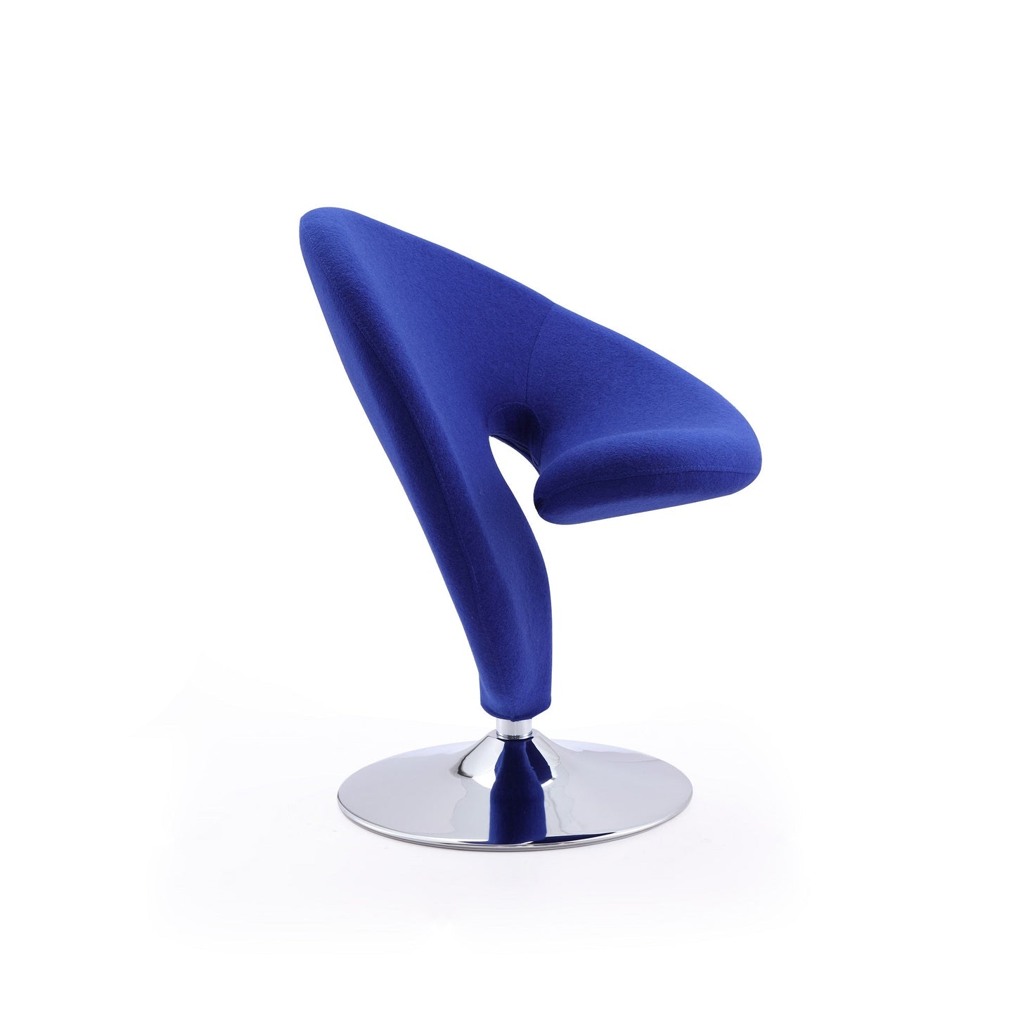 Curl Swivel Accent Chair in Blue and Polished Chrome (set of 2) - Ornate Home