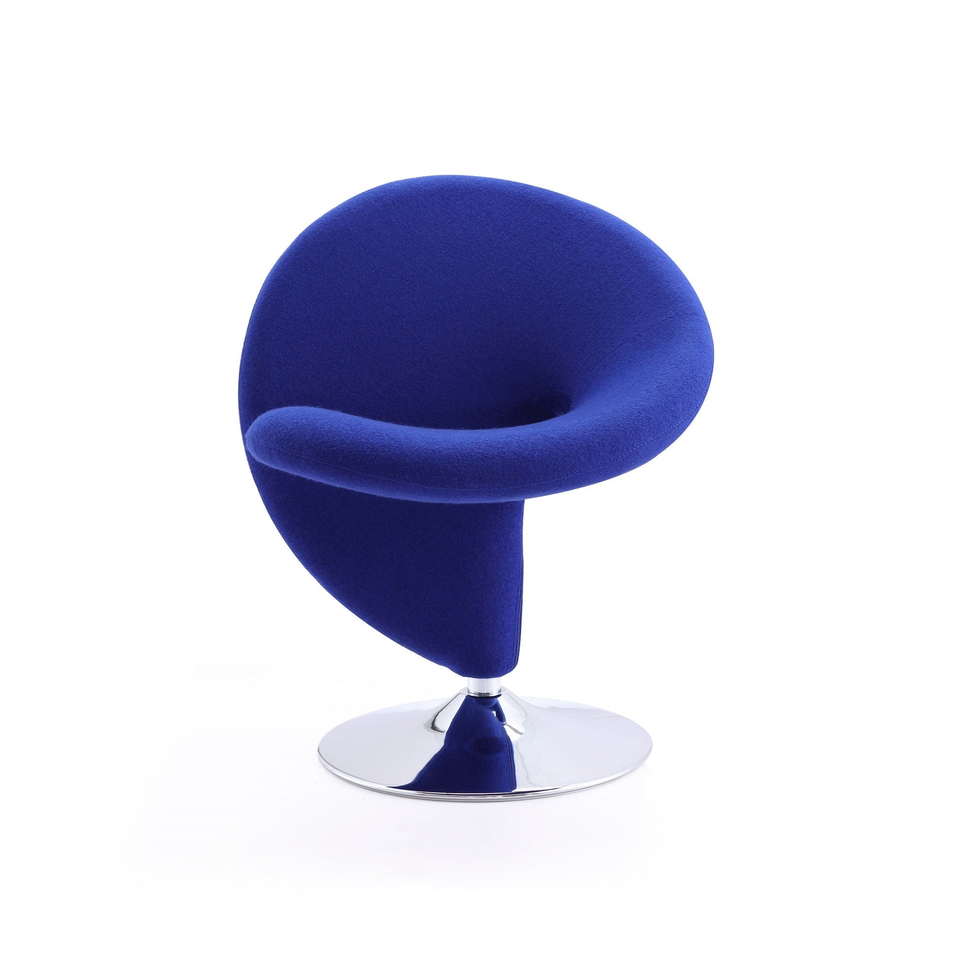 Curl Swivel Accent Chair in Blue and Polished Chrome (set of 2) - Ornate Home