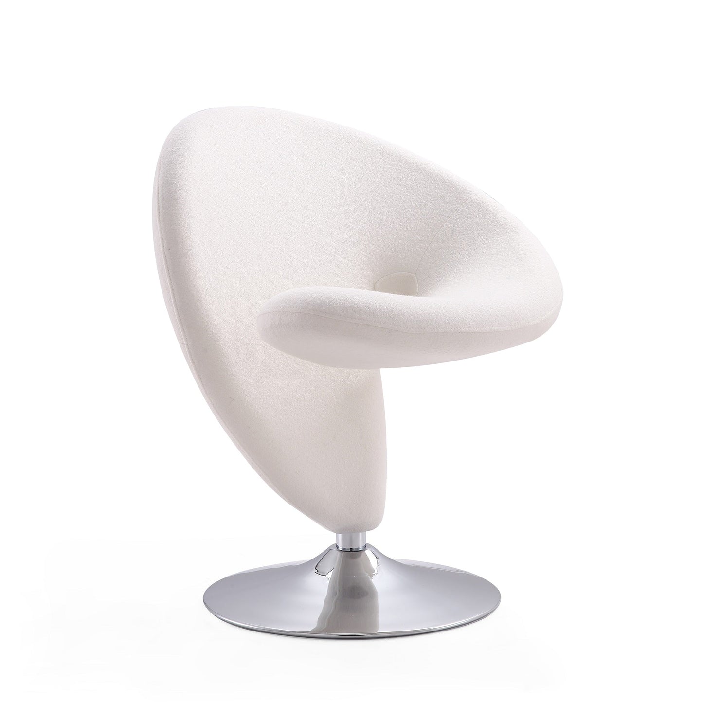 Curl Swivel Accent Chair in Cream and Polished Chrome (set of 2) - Ornate Home