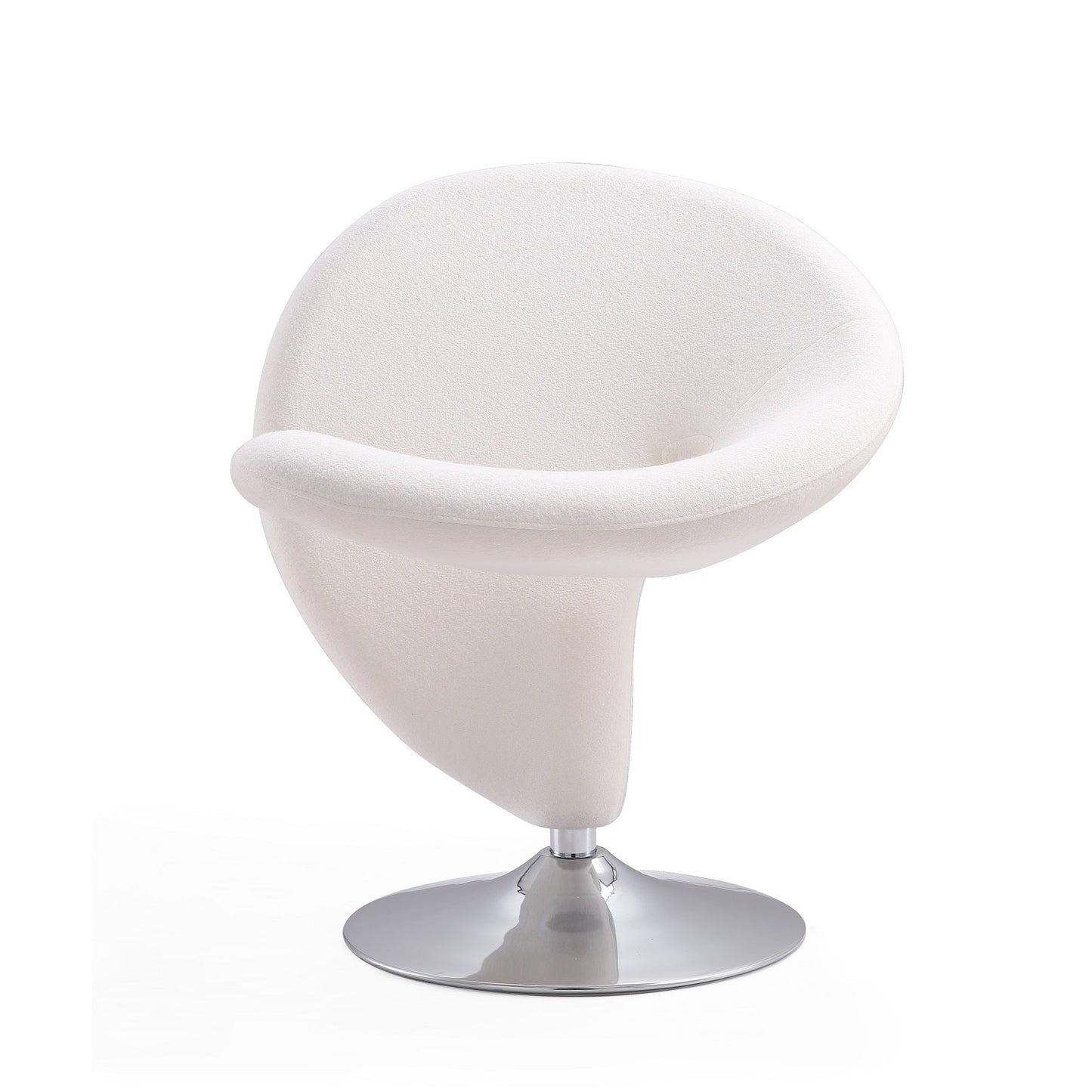 Curl Swivel Accent Chair in Cream and Polished Chrome (set of 2) - Ornate Home