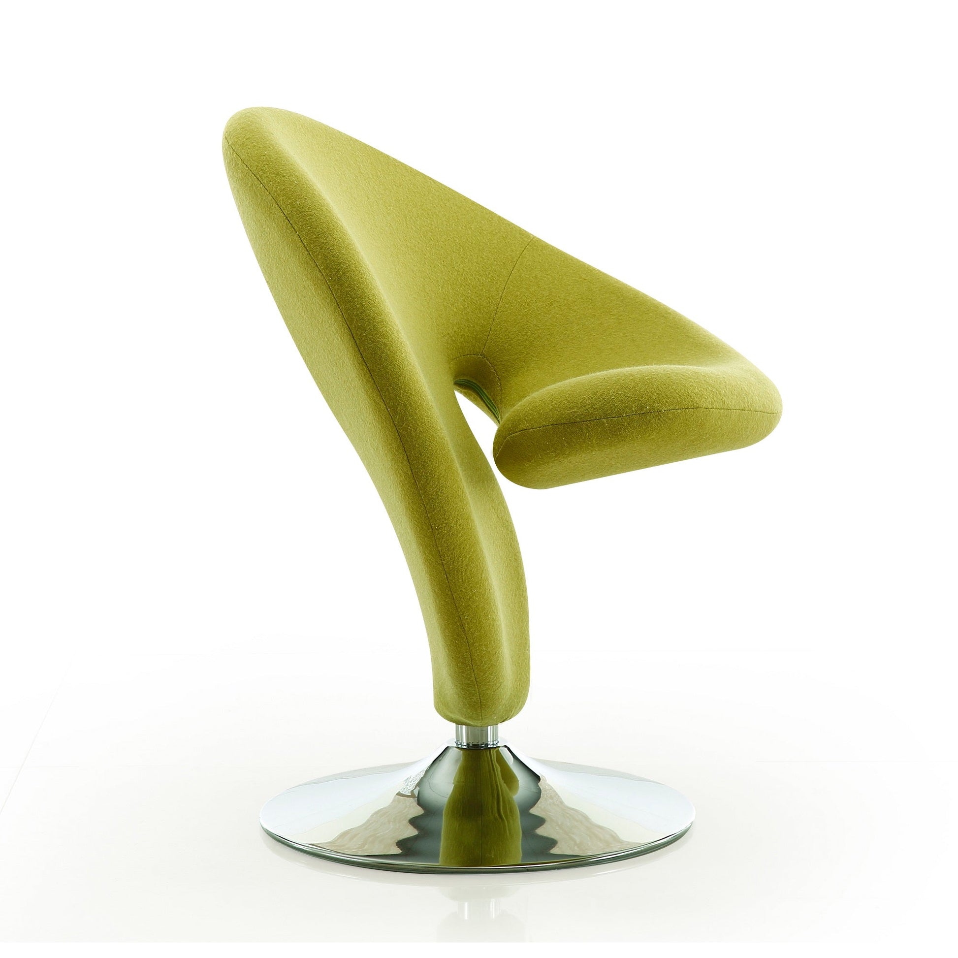 Curl Swivel Accent Chair in Green and Polished Chrome - Ornate Home