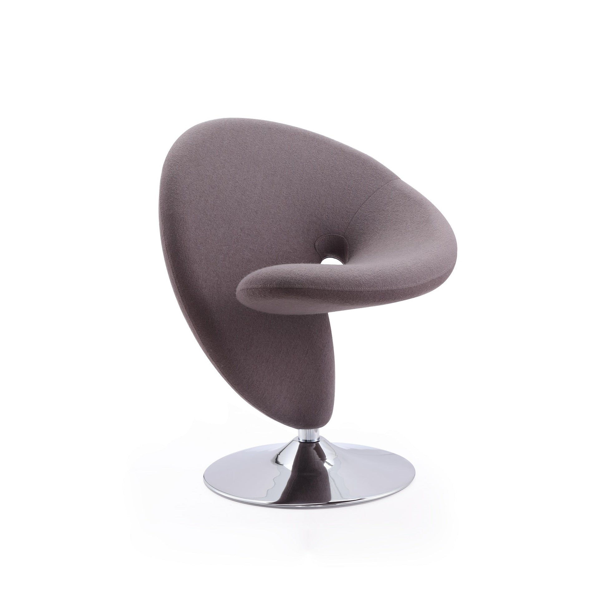 Curl Swivel Accent Chair in Grey and Polished Chrome (set of 2) - Ornate Home