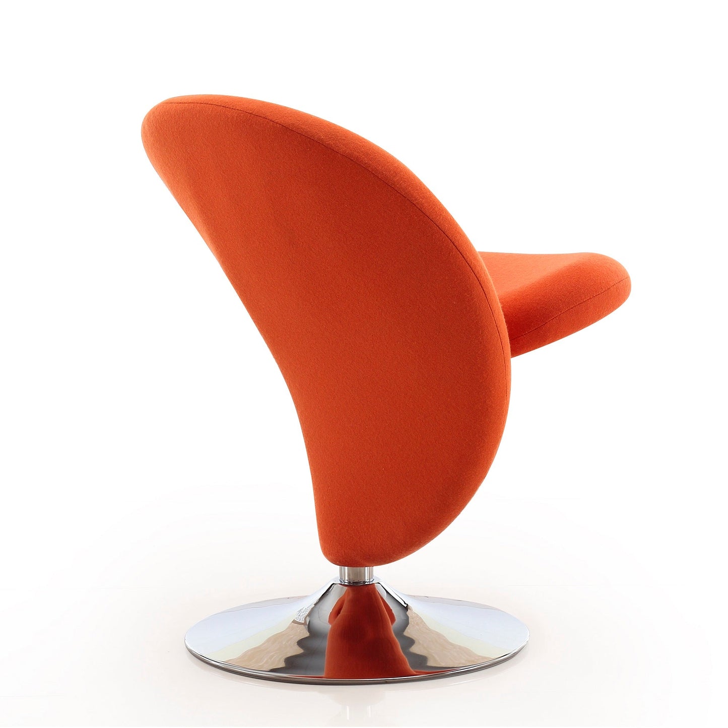 Curl Swivel Accent Chair in Orange and Polished Chrome (set of 2) - Ornate Home