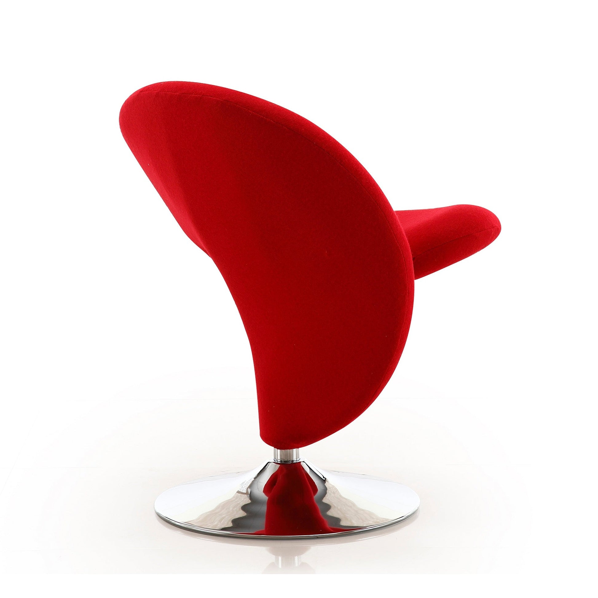 Curl Swivel Accent Chair in Red and Polished Chrome - Ornate Home