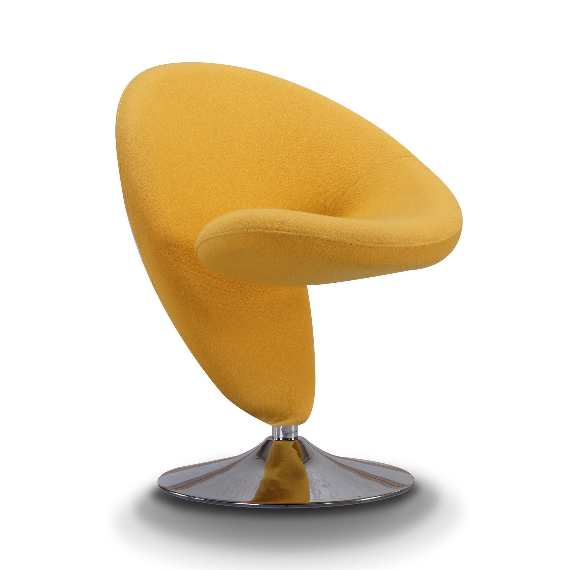 Curl Swivel Accent Chair in Yellow and Polished Chrome (set of 2) - Ornate Home