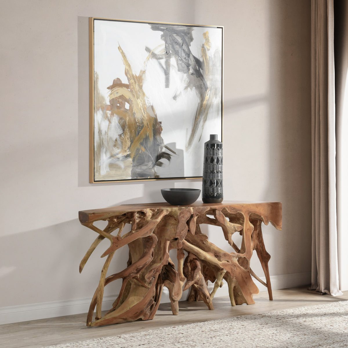 Cypress Root Natural Console Table (70”W) - Ornate Home