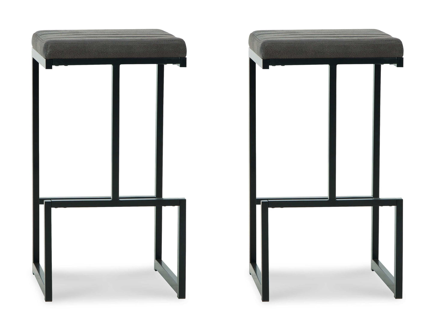 Strumford Gray & Black Bar Height Bar Stool (Set of 2)