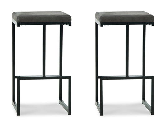 Strumford Gray & Black Bar Height Bar Stool (Set of 2)