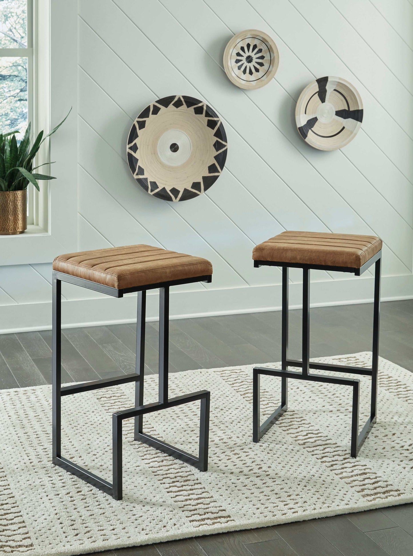 Strumford Caramel & Black Bar Height Bar Stool (Set of 2)