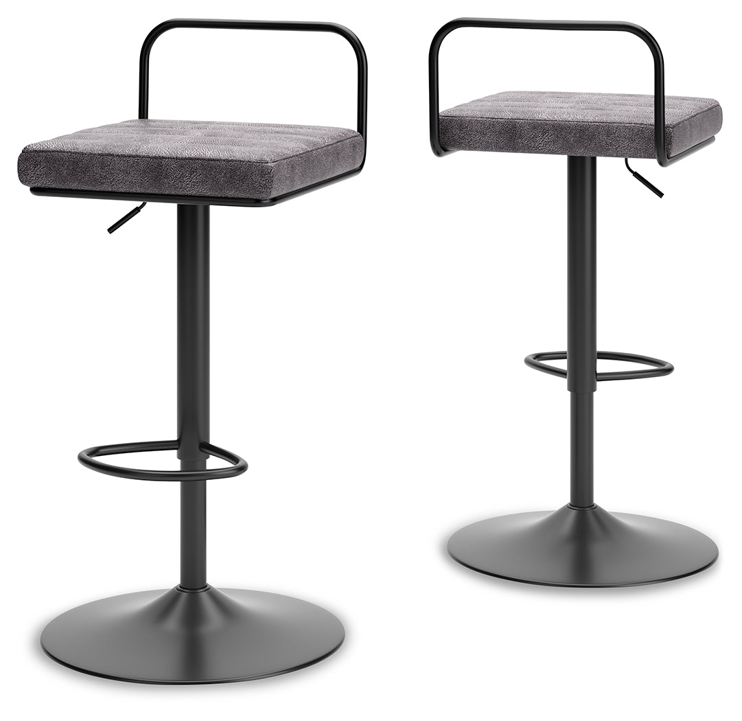 Strumford Gray/Black Bar Height Bar Stool