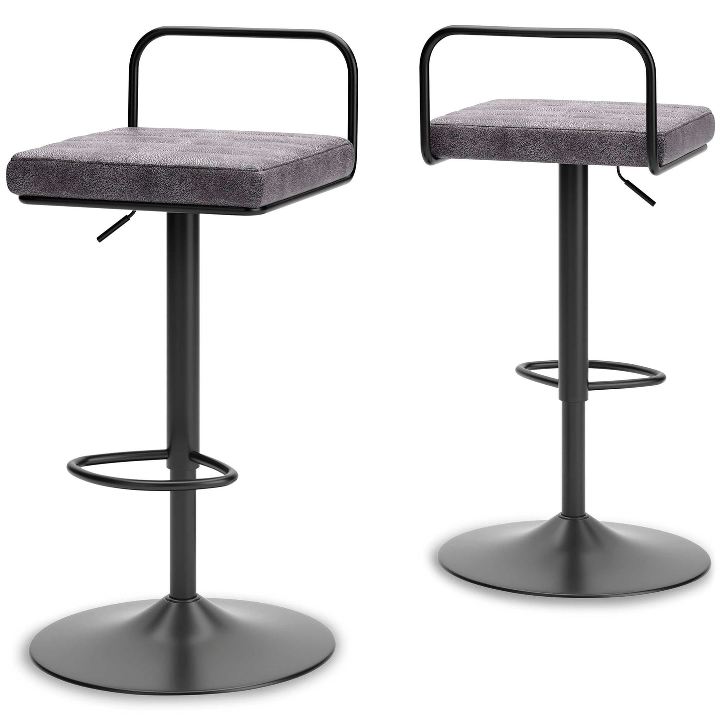 Strumford Gray & Black Bar Height Bar Stool (Set of 2)