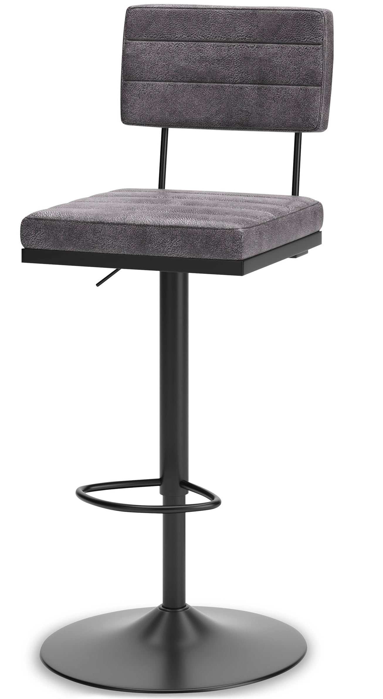 Strumford Gray & Black Bar Height Bar Stool (Set of 2)