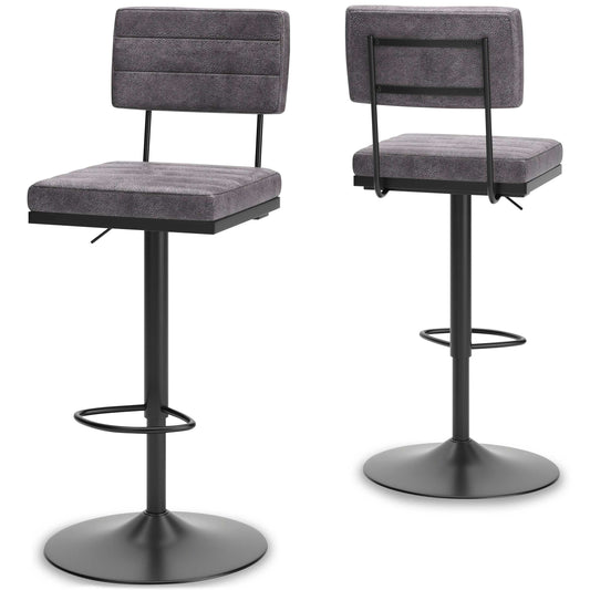 Strumford Gray & Black Bar Height Bar Stool (Set of 2)