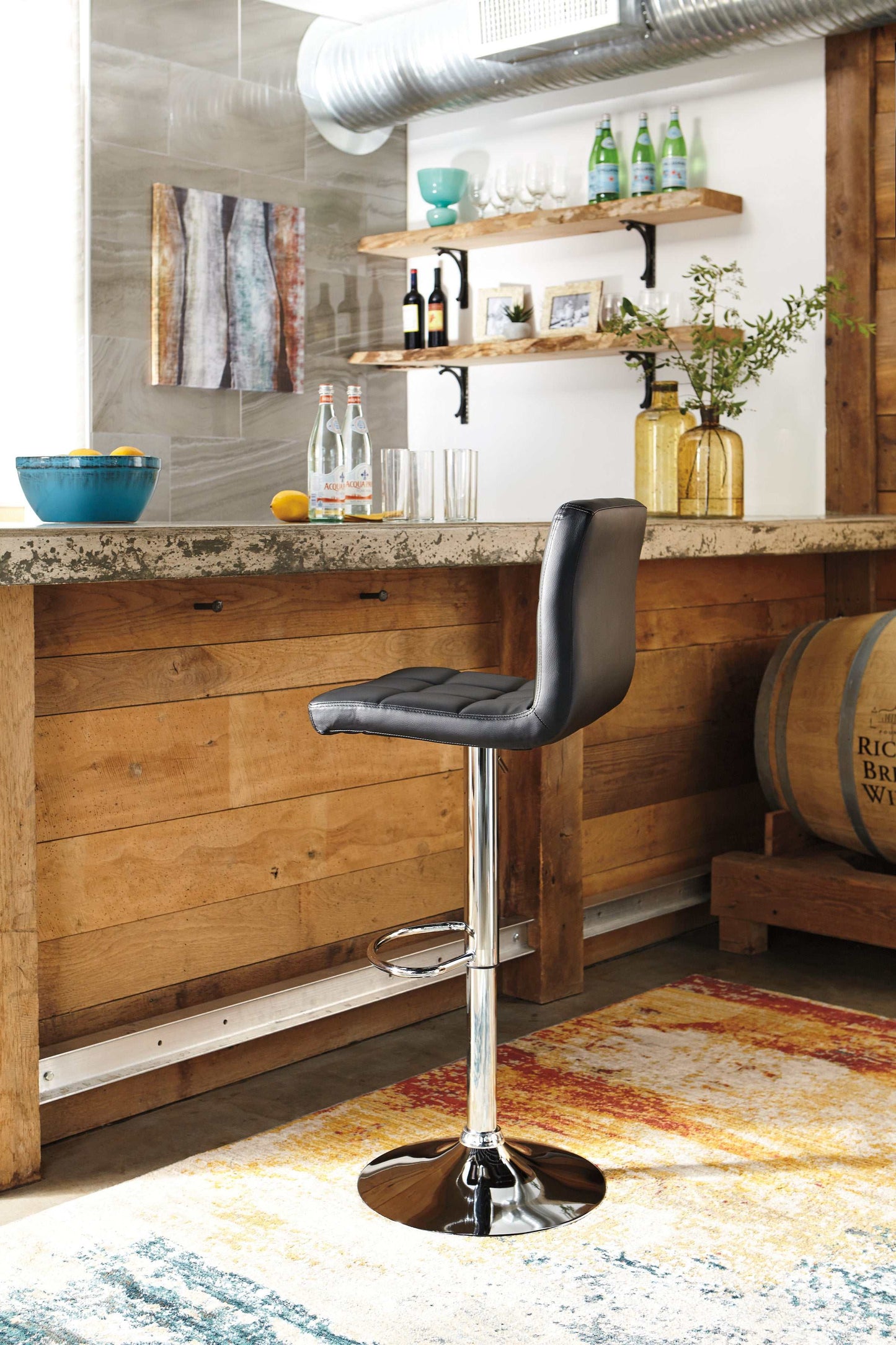 Bellatier Faux Leather Adjustable Height Bar Stools