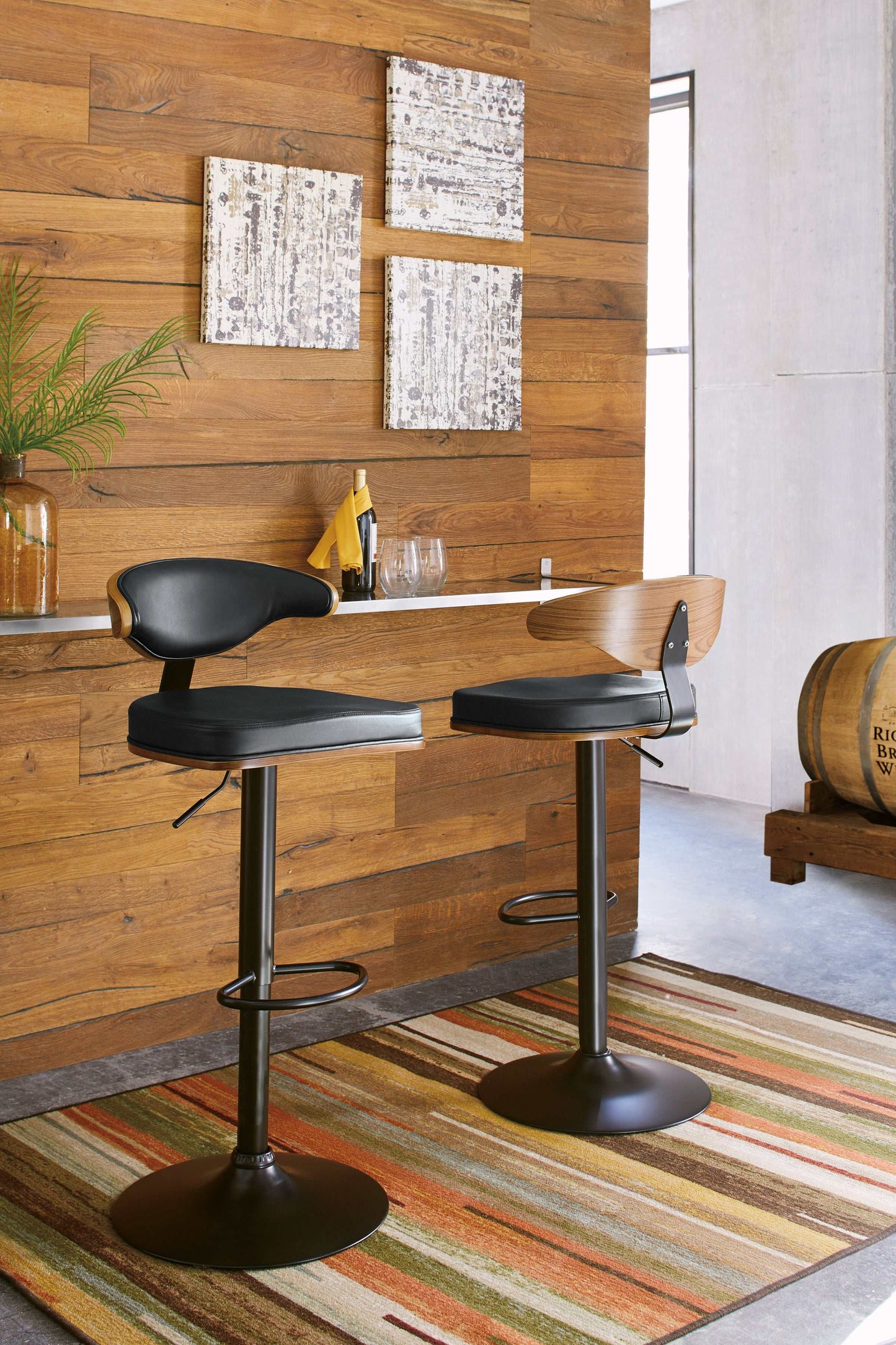 Bellatier Faux Leather Adjustable Height Bar Stools