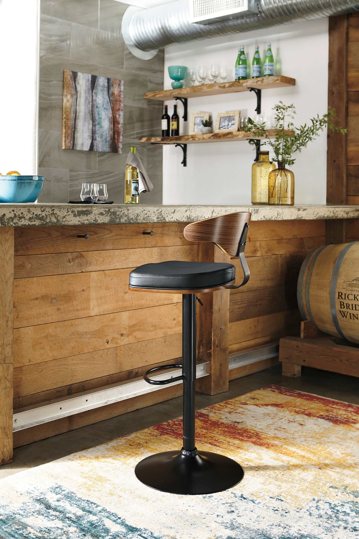 Bellatier Faux Leather Adjustable Height Bar Stools