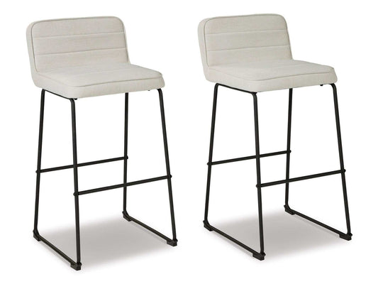 Nerison Linen & Black Bar Height Bar Stool (Set of 2)