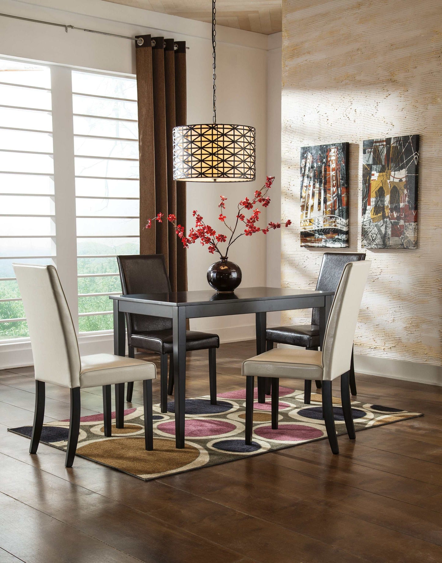 Kimonte Faux Leather Dining Room Set / 5pc