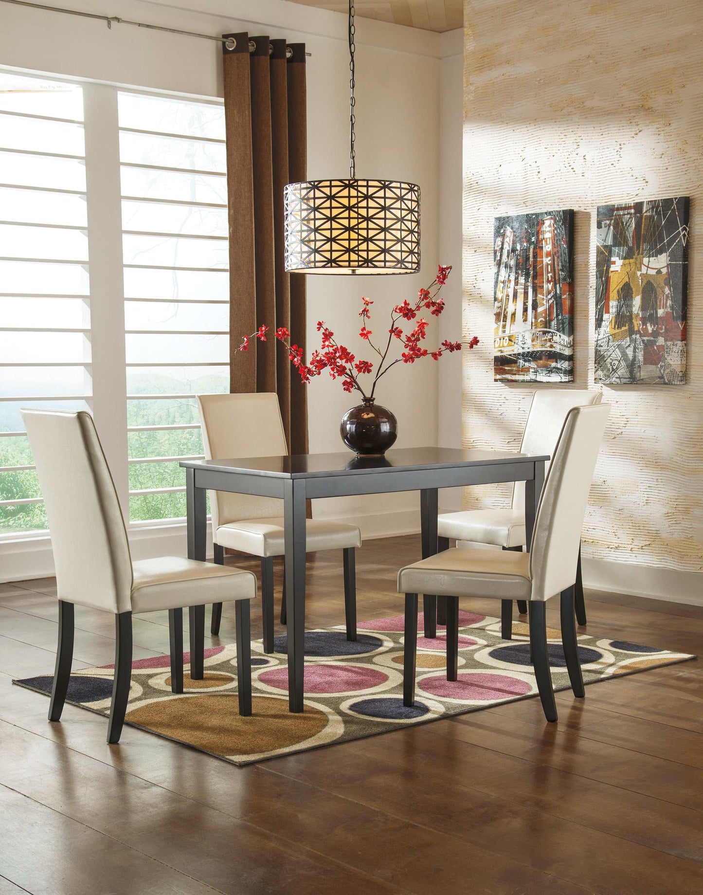 Kimonte Faux Leather Dining Room Set / 5pc