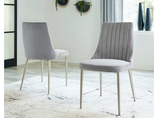 Barchoni Gray Velvet Dining Chair (Set of 2)