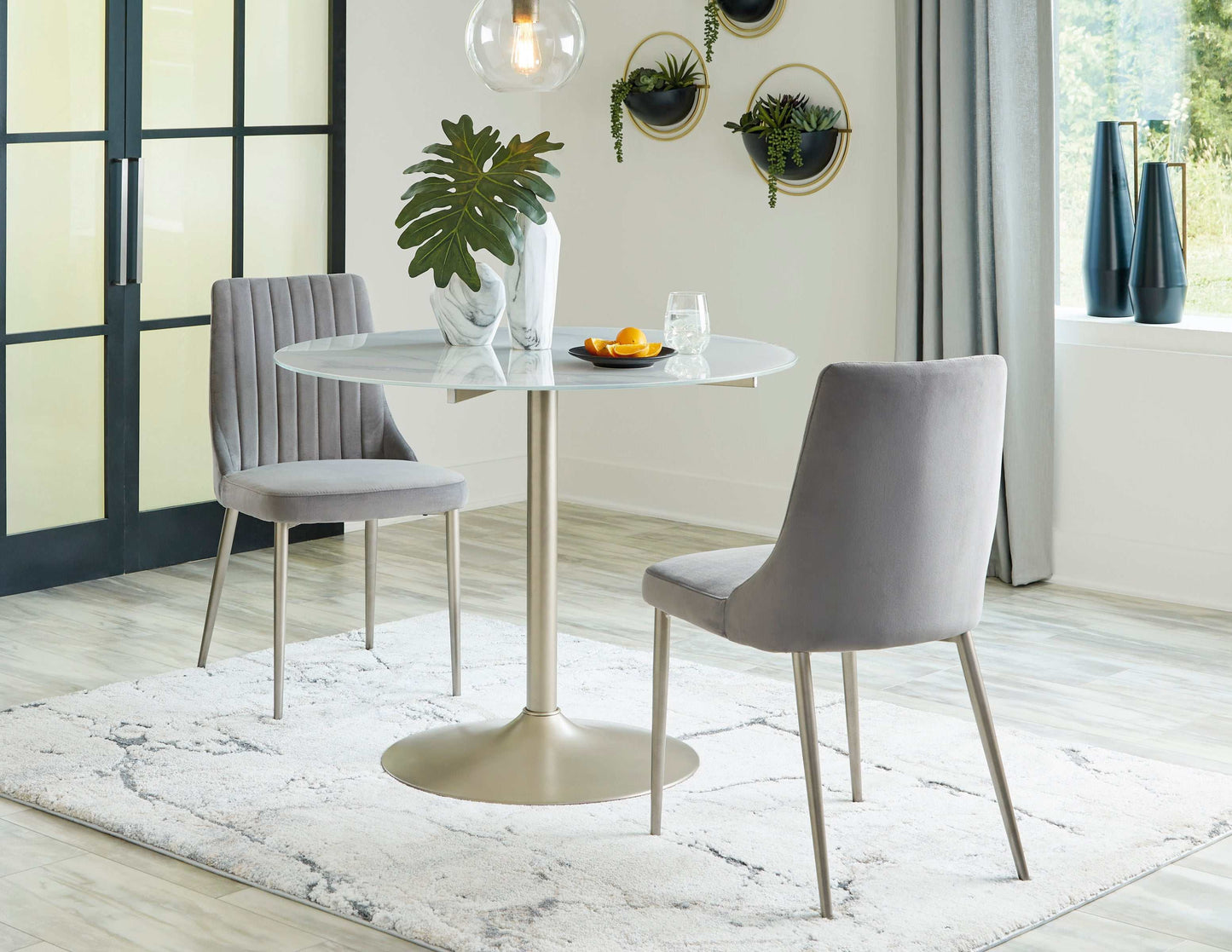 Barchoni Gray Velvet Dining Chair (Set of 2)