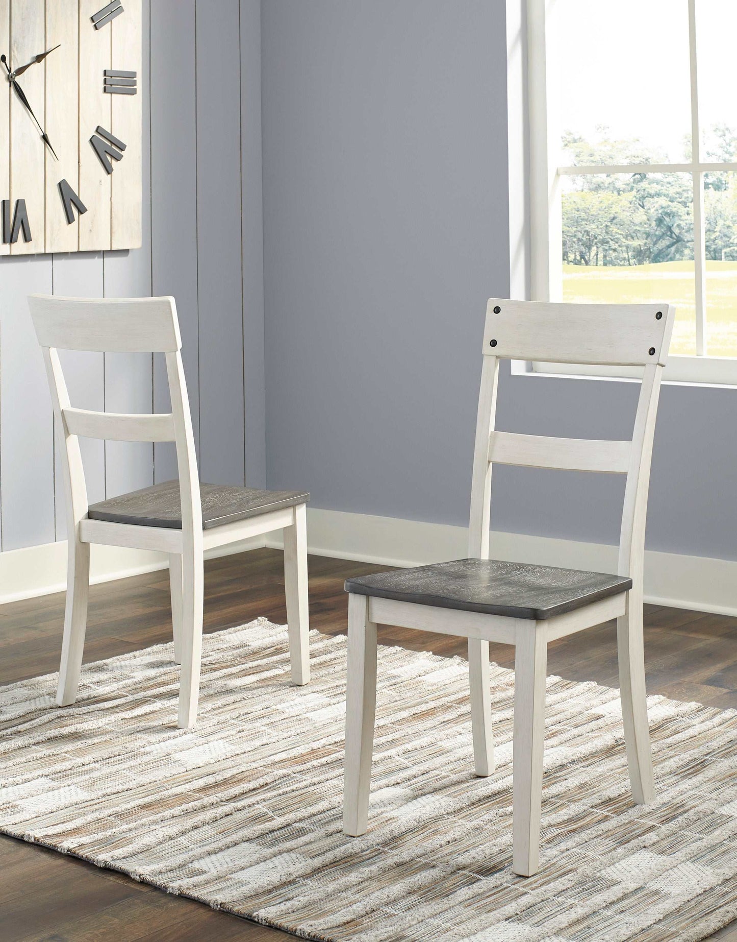 Nelling White & Dark Brown Dining Chair (Set of 2)