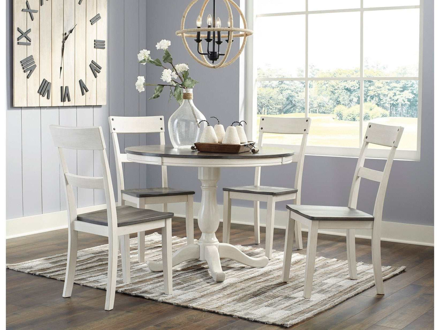 Nelling White & Dark Brown Dining Room Set / 5pc