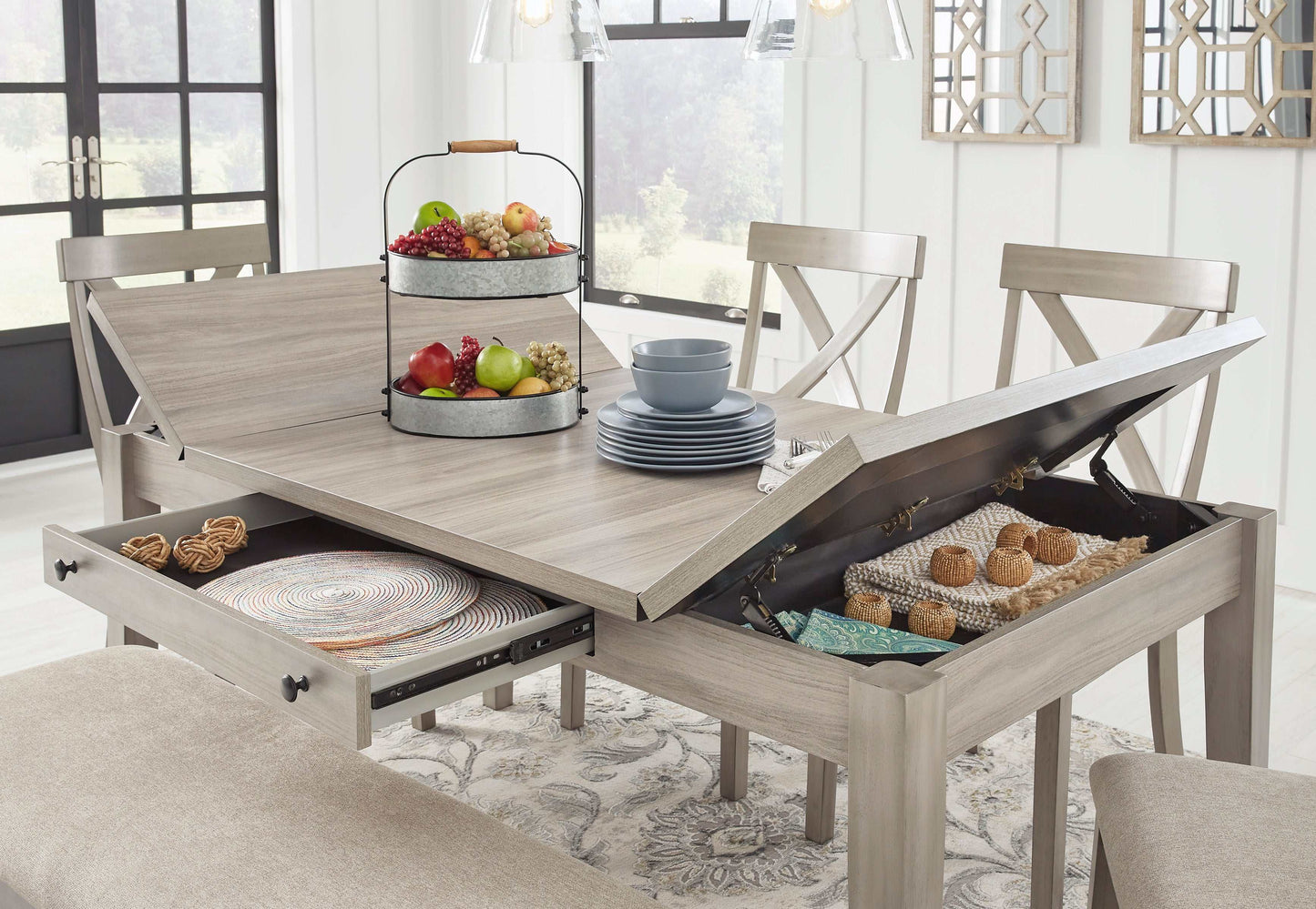 Parellen Gray Dining Table w/ Storage