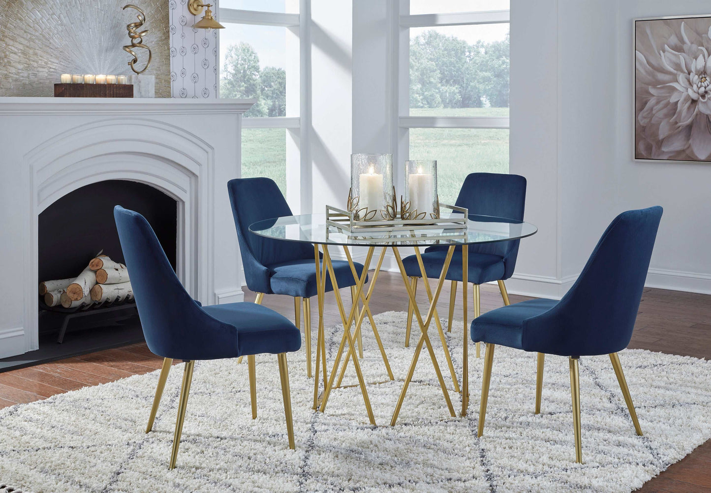 Wynora Blue & Gold Dining Chair (Set of 2)