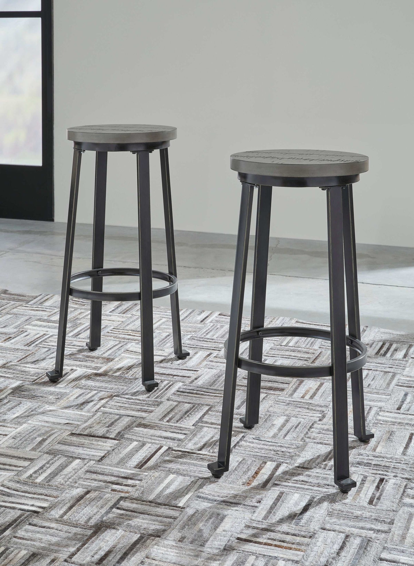 Challiman Antique Gray Bar Height Bar Stool (Set of 2)