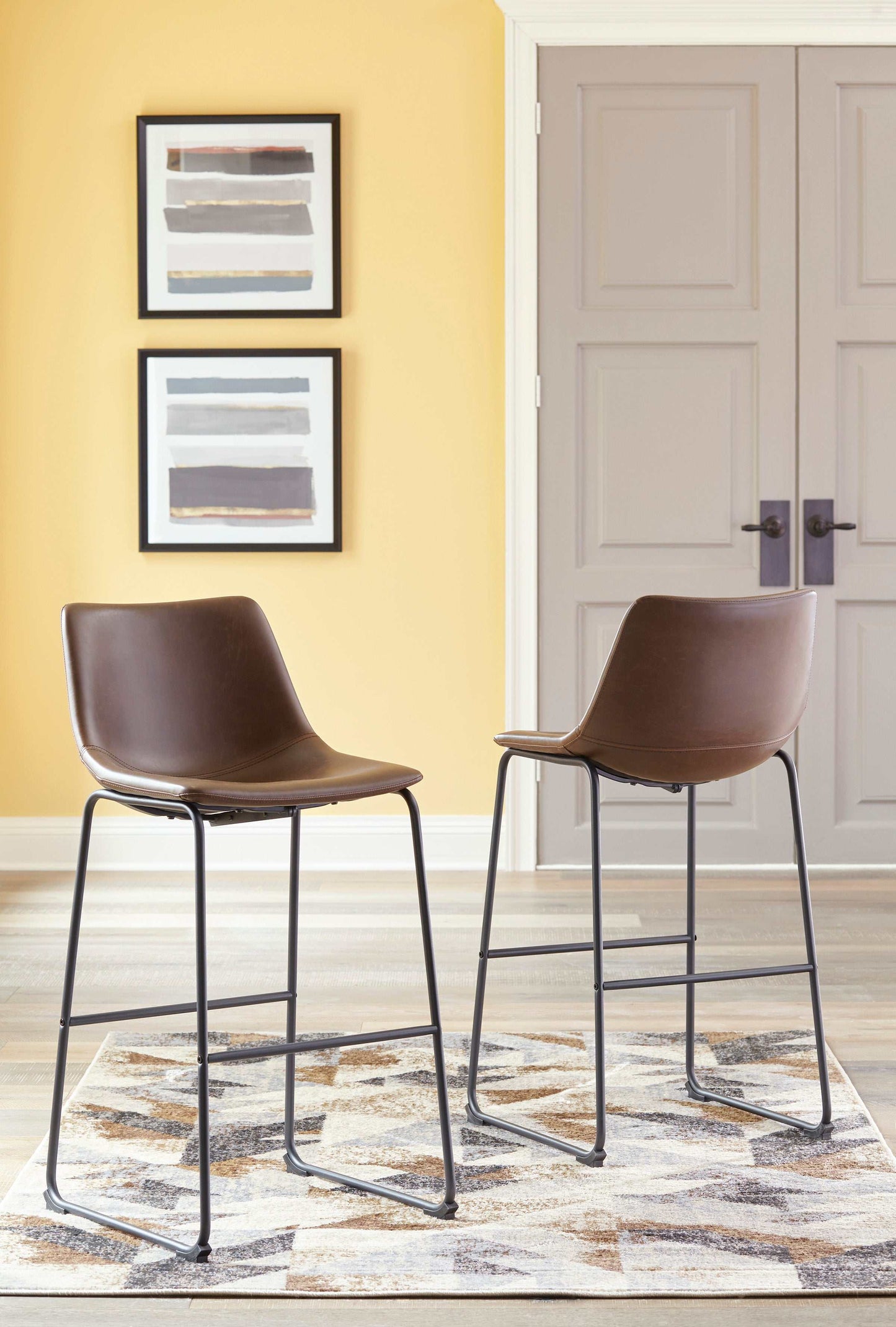 Centiar Brown Pub Height Bar Stool (Set of 2)