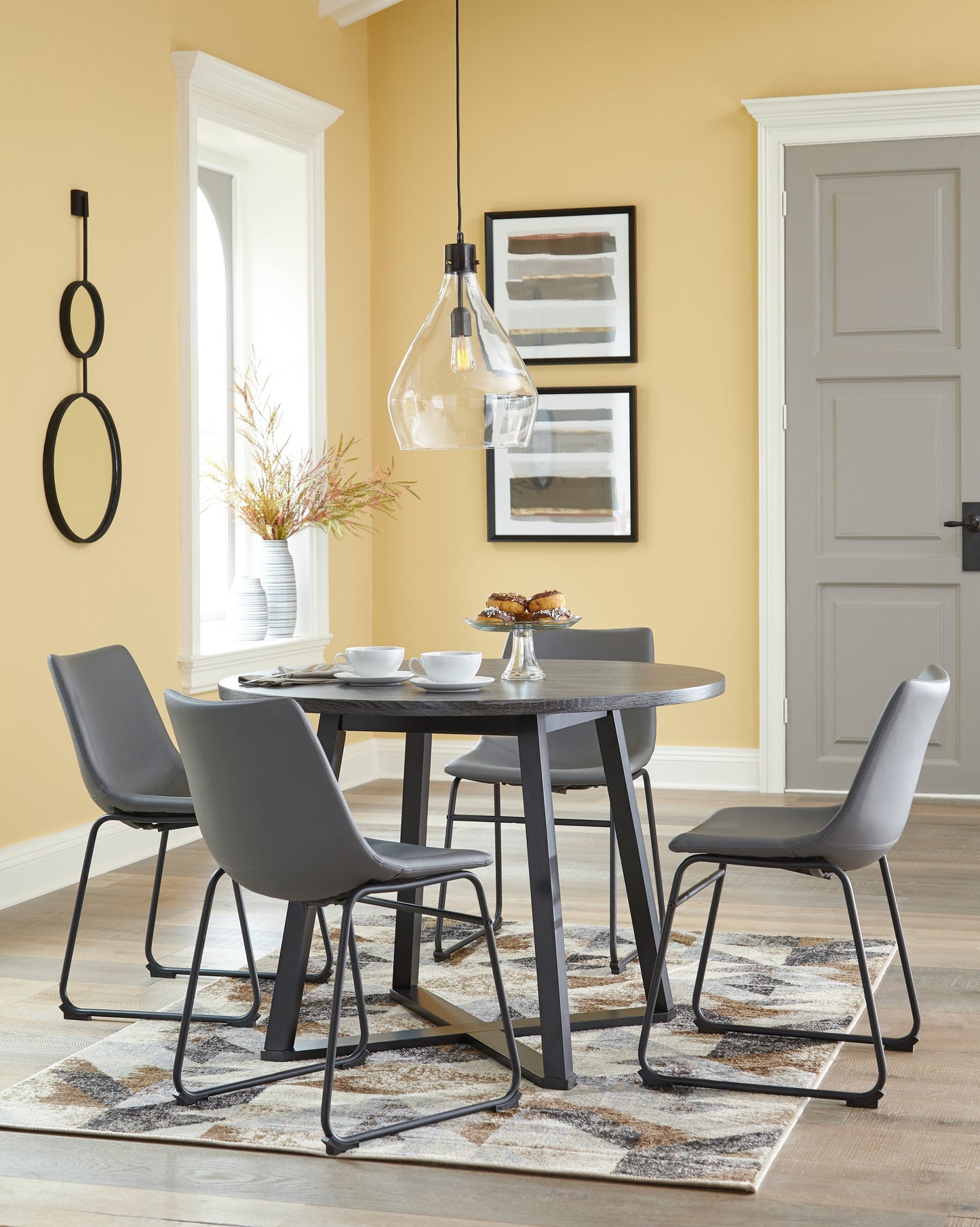 Centiar Gray/Black Dining Table with 4 Chairs