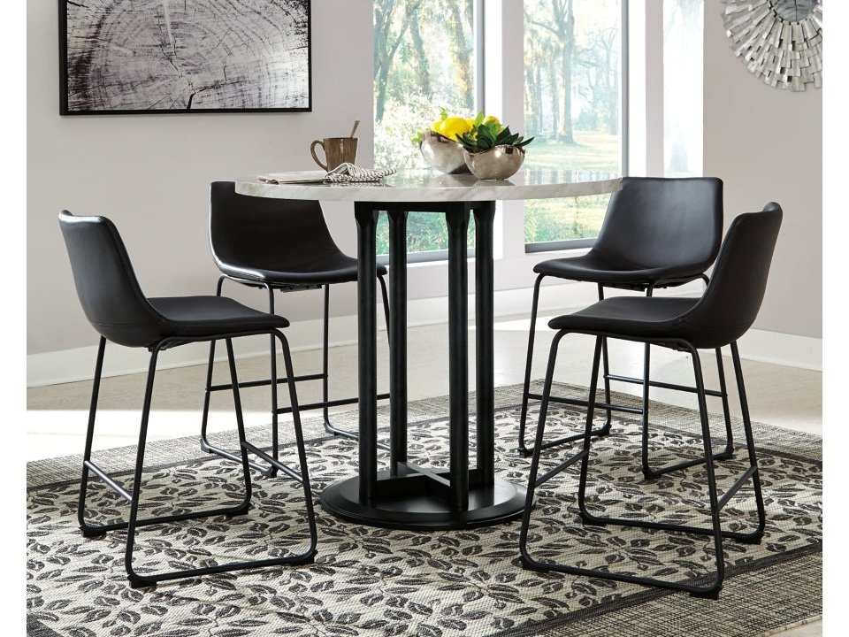 Centiar White & Black Counter Height Dining Room Set / 5pc