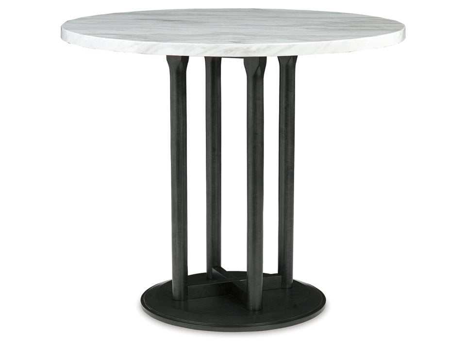 Centiar White & Black Counter Height Round Dining Table