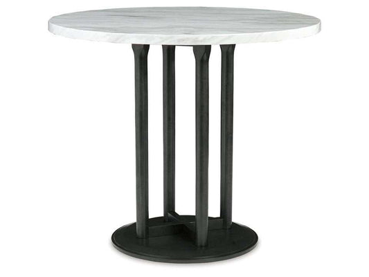 Centiar White & Black Counter Height Round Dining Table