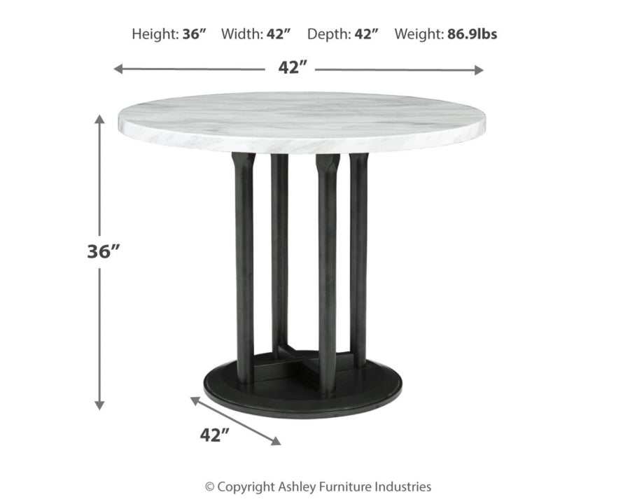 Centiar White & Black Counter Height Round Dining Table