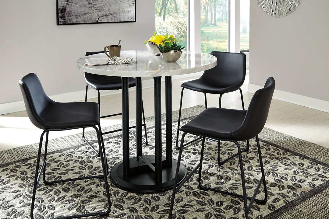 Centiar White & Black Counter Height Dining Room Set / 5pc