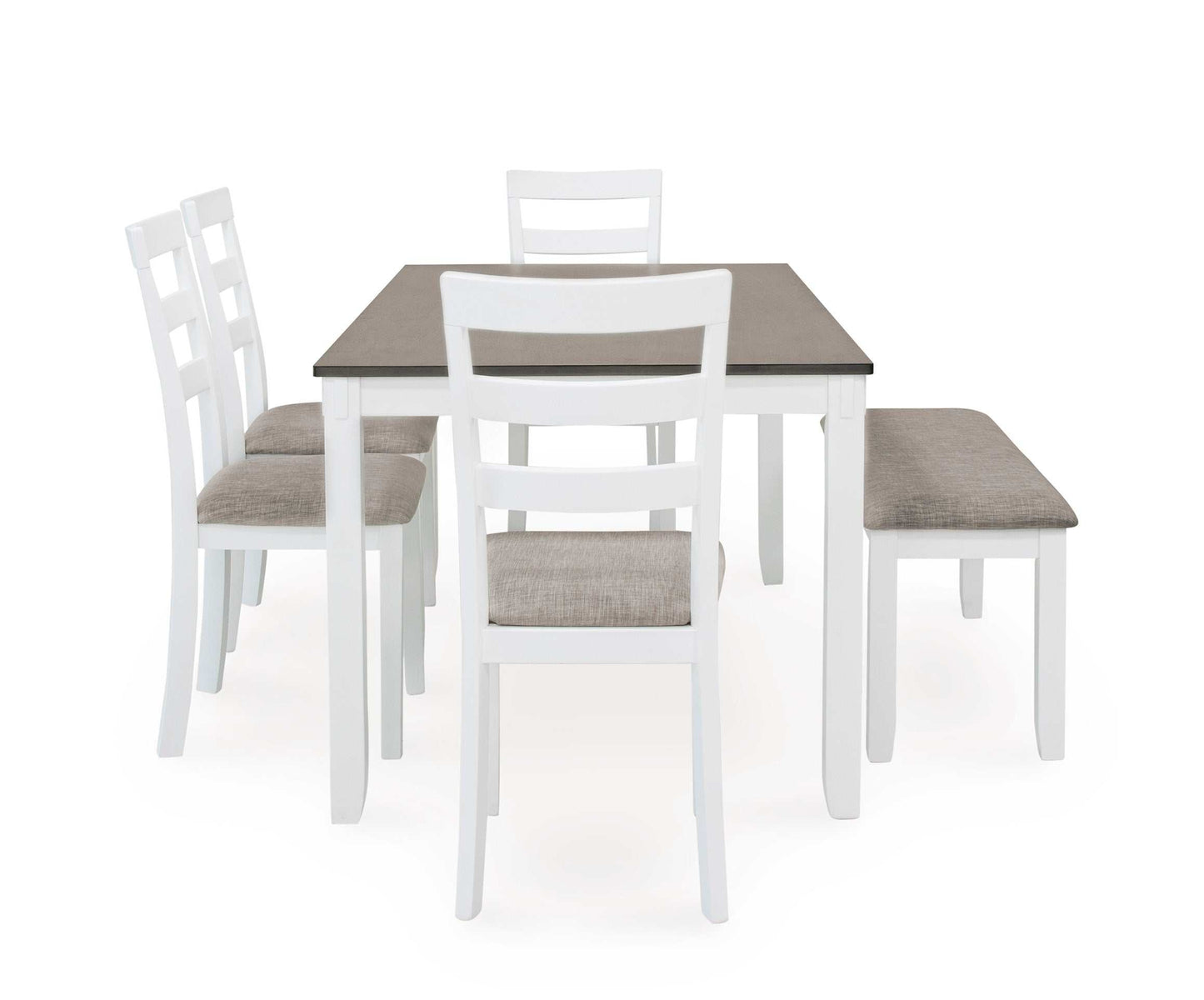 Stonehollow White & Gray Dining Room Set w/ Bench (Set of 6)