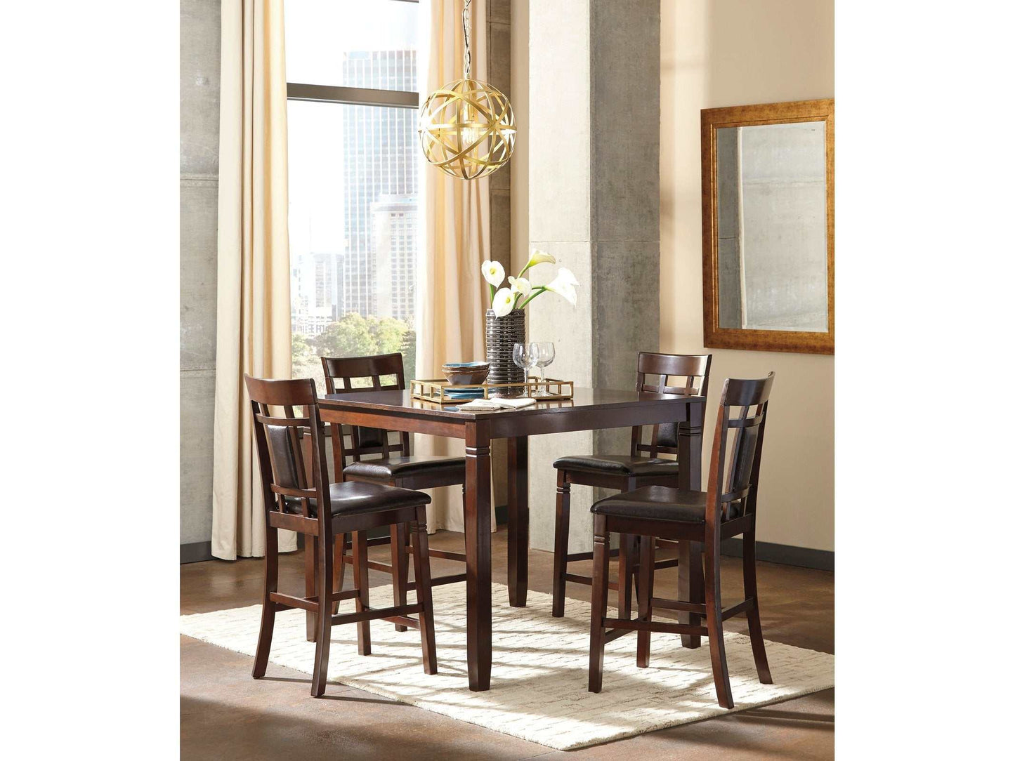 Bennox Brown Counter Height Dining Room Set (Set of 5)