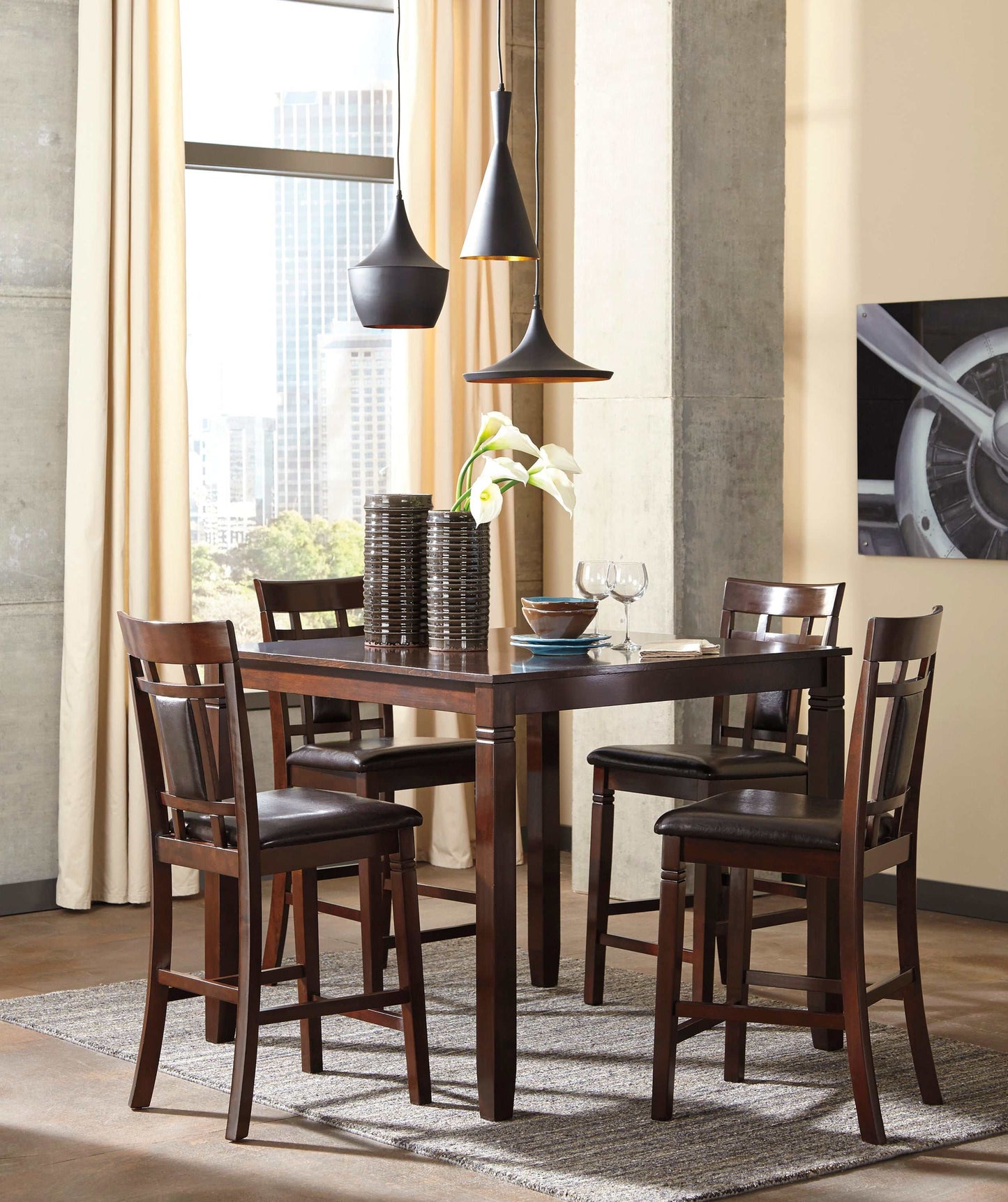 Bennox Brown Counter Height Dining Room Set (Set of 5)