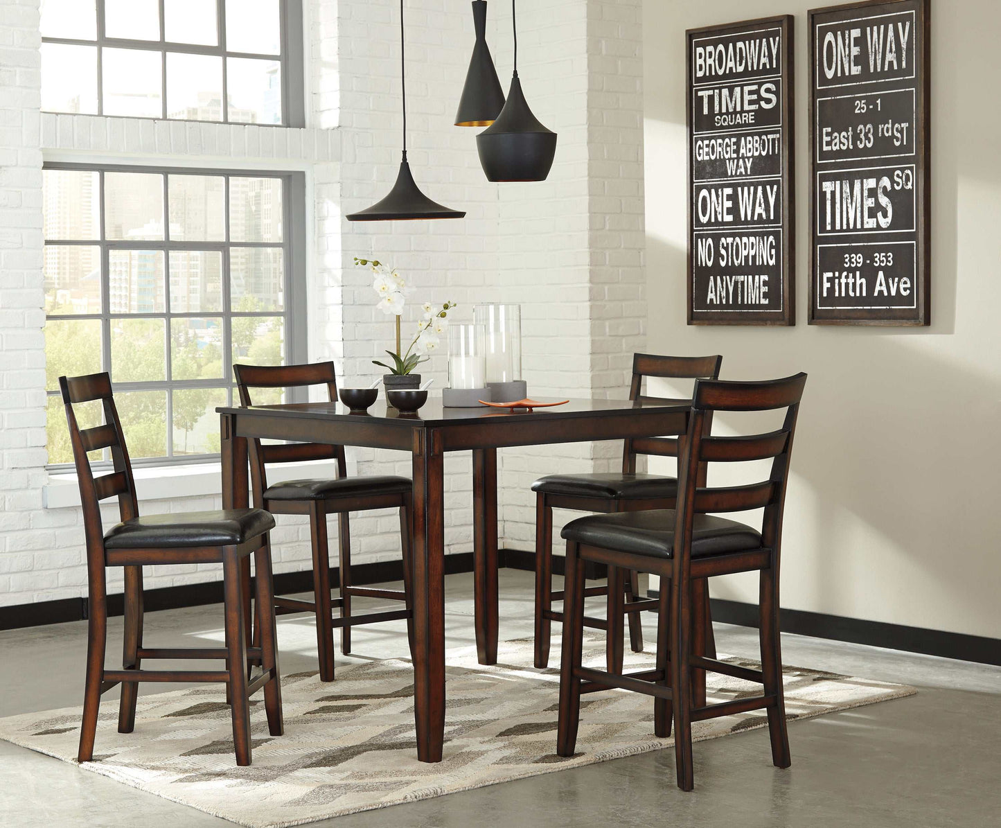 Coviar Brown Counter Height Dining Room Set (Set of 5)