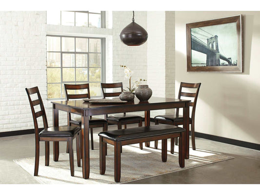 Coviar Brown Dining Room Set w/ Bench (Set of 6)