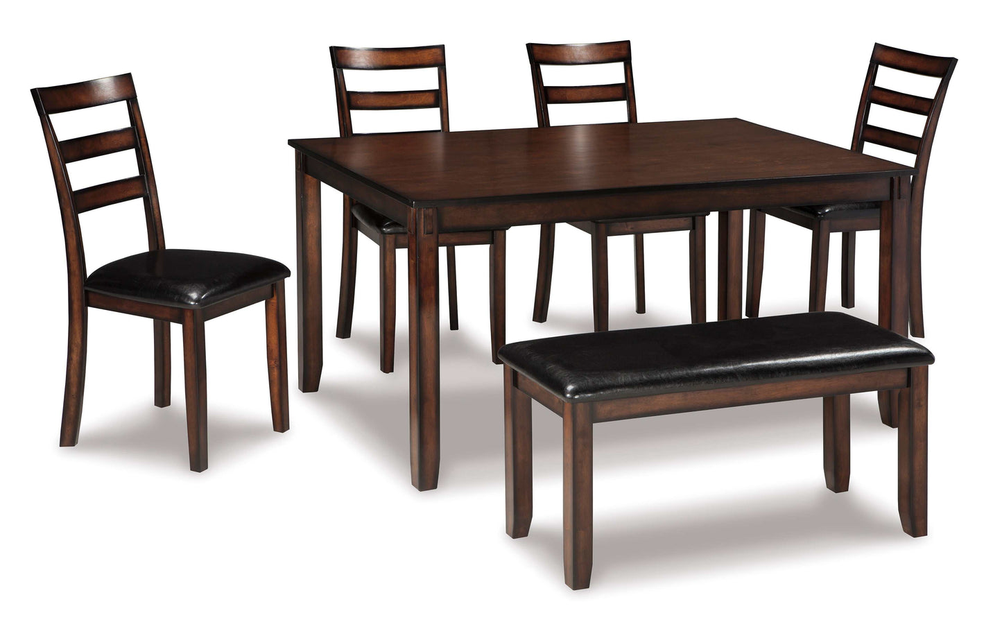 Coviar Brown Dining Room Set w/ Bench (Set of 6)