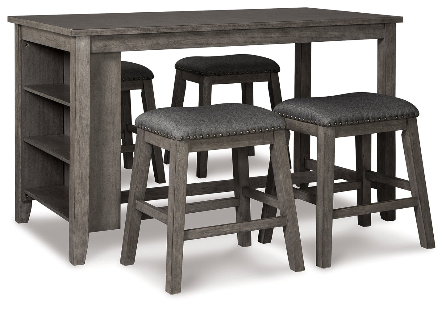 Caitbrook Gray Counter Height Dining Table and 4 Barstools