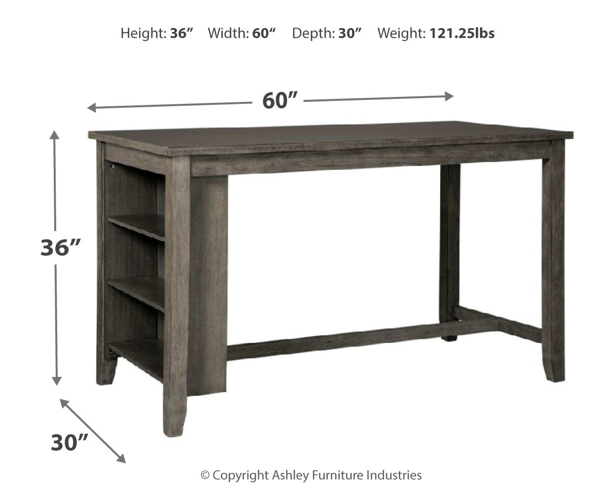 Caitbrook Gray Counter Height Dining Table and 4 Barstools