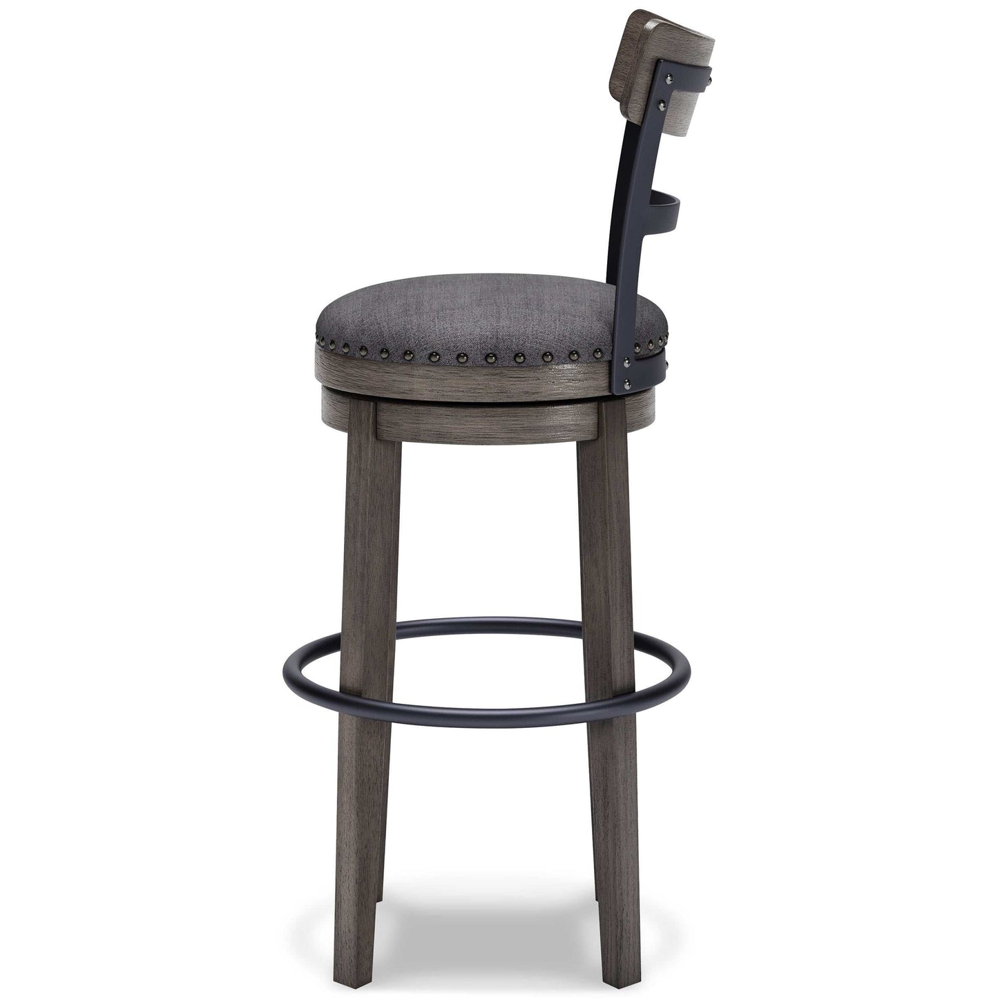 Caitbrook Gray Swivel Bar Height Bar Chair / 1pc